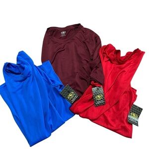 Lot of 3 Athletic Works Red, Blue, and Maroon Tops Size Medium Dry fit sports